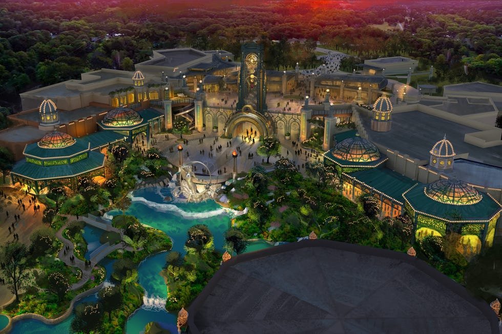 an artist's rendering of the celestial park area at universal studios orlando's upcoming epic universe